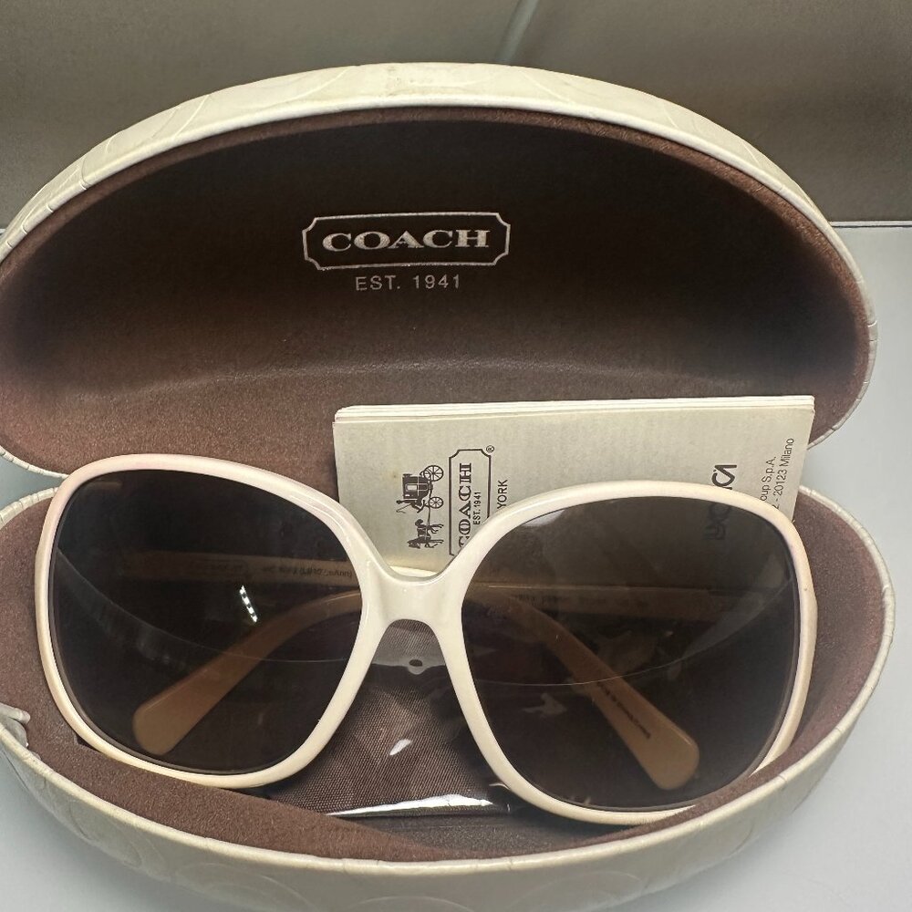 COACH White Sienna Sunglasses White Color! with Hardcase & Cloth